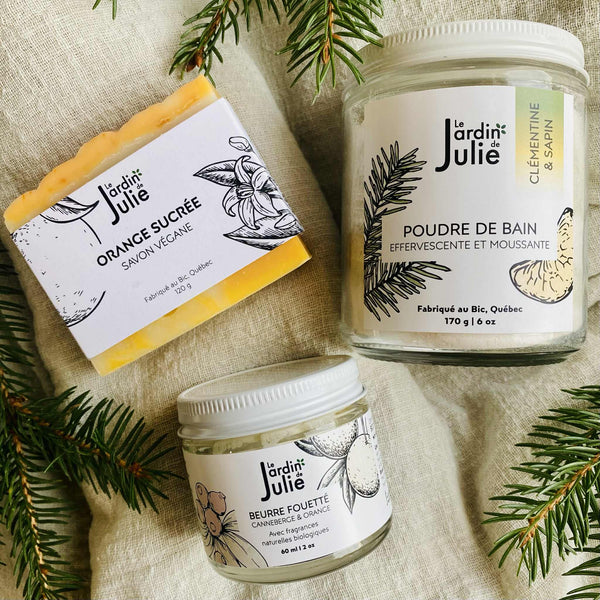 Trio des fêtes Agrumes : Poudre de bain, savon et beurre fouetté | 20% de RABAIS